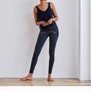 ADAY Throw and Roll Zipper Gray Black Leggings XS